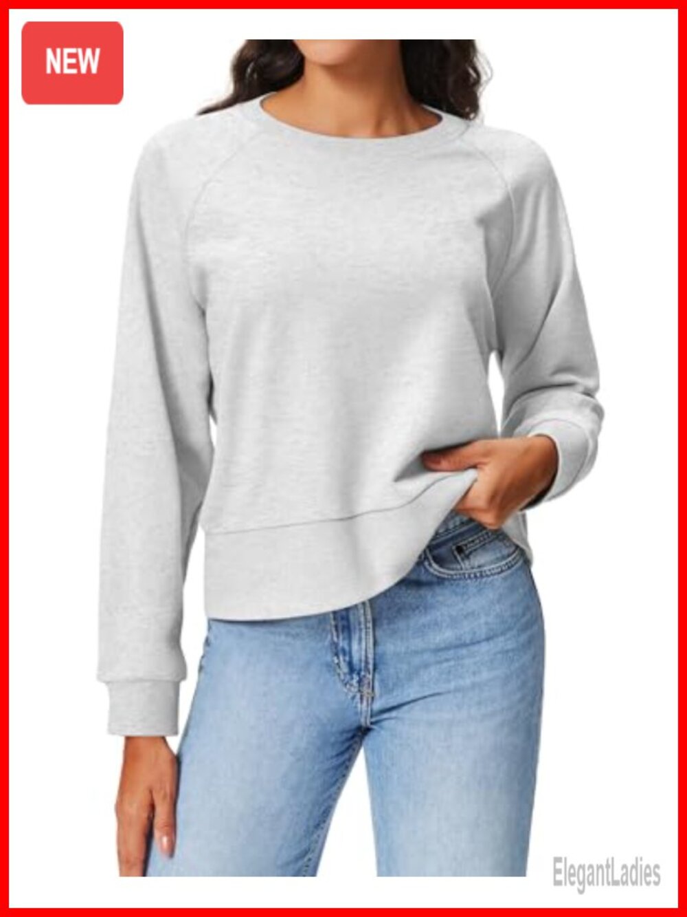 Women's Raglan Crewneck Sweatshirt Relaxed Fit Casual Pullover